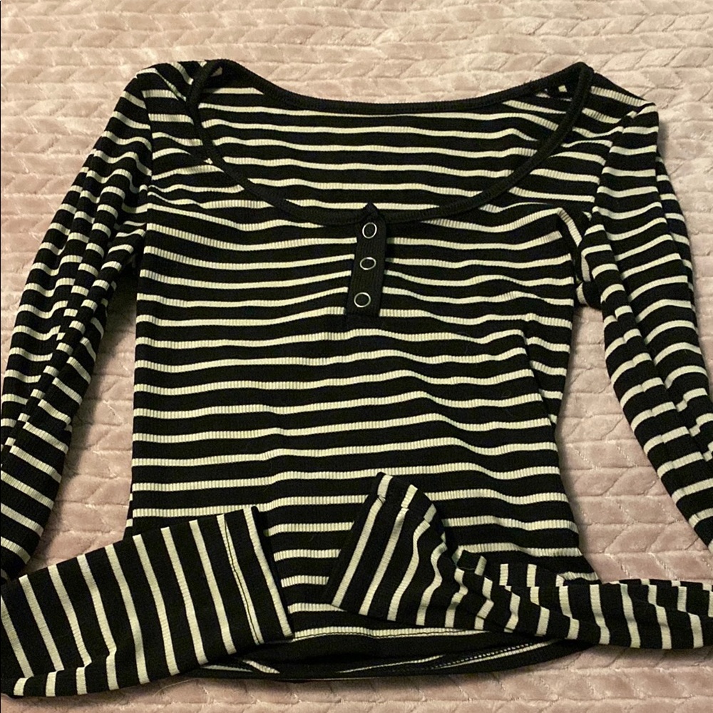 Striped Black and White Girl’s Top